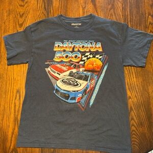 Nascar Navy Daytona 500 Graphic Kids Tee with Blue and Red Accents